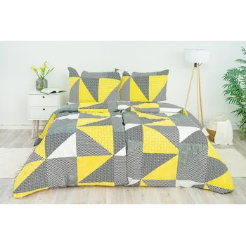 Povlečení Stanex Ložní povlečení bavlněné Geometrie žlutá (LS267) ROZMĚR: 140x220 cm + polštář (90x70 cm)