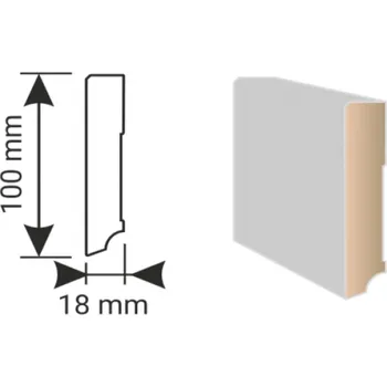 soklová lišta K - Produkt Soklová lišta MDF KP 100 bílá, hranatá, 240 cm