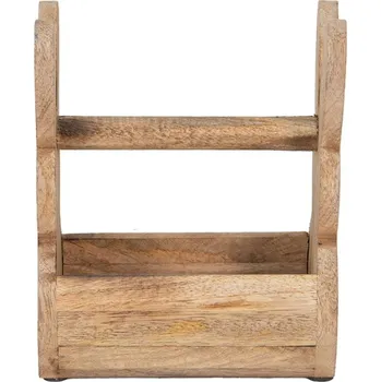 Úložný box Dřevěná bedýnka s králíčky a madlem na přenášení – 16x10x20 cm