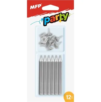 Dortová svíčka UNIPAP dortové svíčky stříbrné 12ks+12ks držák 8800078 211667