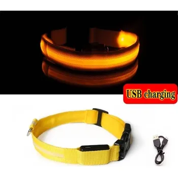 Obojek pro psa USB Svítící obojek pro psa S-XL - Žlutý,S 35 - 41 cm