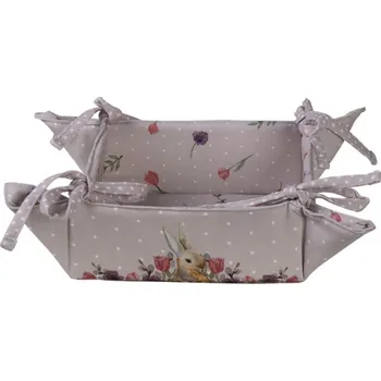 chlebník Bavlněný košík na pečivo s králíčkem Happy Bunny – 35x35x8 cm