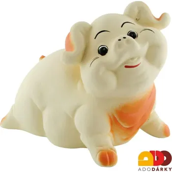 Pokladnička Pokladnička prase střední oranžové 23 cm (Pokladnička ve tvaru sedícího prasátka)