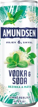 Míchaný nápoj Amundsen Vodka & soda bezinka/máta 250 ml
