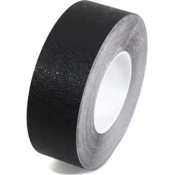 Výstražná páska Černá plastová voděodolná protiskluzová páska FLOMA Aqua-Safe - 18,3 x 5 cm tloušťka 0,7 mm