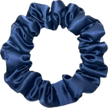 MURU Úzká Saténová Scrunchie gumička - Tmavě modrá Lesklá