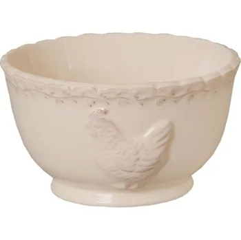 Béžová keramická miska s dekorem slepičky Chicken Rustic – 350 ml