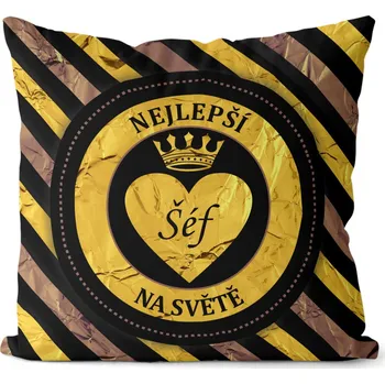 Dekorativní polštářek Polštář 40 x 40 cm - Nejlepší šéf - pruhovaný