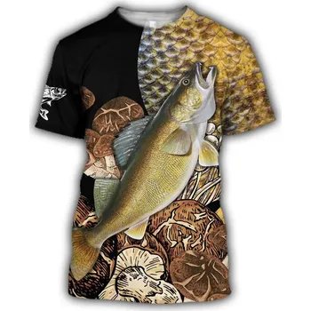Originální barevné tričko pro rybaře 3D vzor ryba Velikost: 4XS, Barva (Varianta): tričko 10