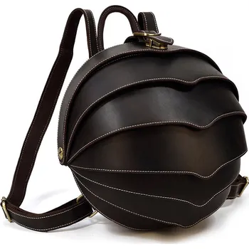Sportovní batoh Originální kožený batoh kulatého tvaru handmade vintage Barva (Varianta): tmavě hnědá
