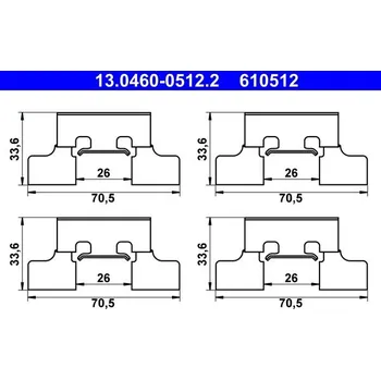Přislušenství brzdového systému Sada příslušenství, obložení kotoučové brzdy ATE 13.0460-0512.2
