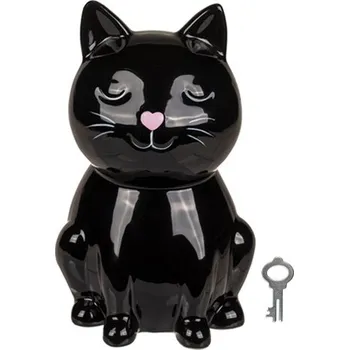Žertovný předmět Černá keramická pokladnička kočka