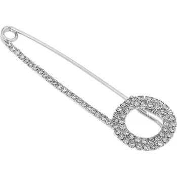 Brož Biju Brož - spínací špendlík s broušenými kamínky, čiré barvy 9001682 Stříbrná