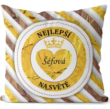 Dekorativní polštářek Polštář 40 x 40 cm - Nejlepší šéfová - pruhovaný