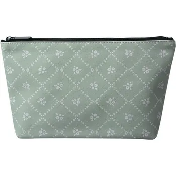 Kosmetická taška Zelená toaletní taštička s bílými kytičkami - 26*6*16 cm