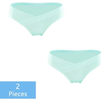 Těhotenská podprsenka Těhotenské kalhotky 2 ks s vykrojením pod bříškem Barva: zelená, Velikost: XL