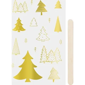 samolepka Protlačovací TRANSFER nálepky 10x19cm - zlaté - stromky