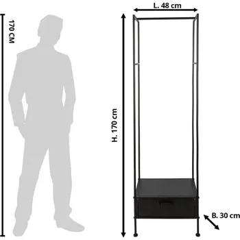 Věšák Černá antik kovová šatní skříň Villi - 48*30*170 cm