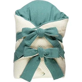 Zavinovačka ENIE BABY zavinovačka z dutého vlákna VAFLOVÁ 80x80cm Béžová/Petrolejová