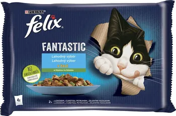 Krmivo pro kočku Purina Felix Fantastic Adult Multipack losos s cuketou/pstruh s fazolkami