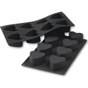 Forma na pečení Martellato Silikonová forma Srdce - černá (8 ks)