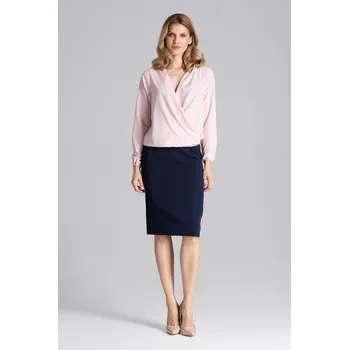 Dámská móda Elegantní halenka s psaníčkovým výstřihem M659 Velikost: M, Barva (Varianta): Růžová