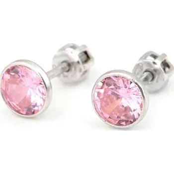 Náušnice Stříbrné náušnice pecičky s růžovými zirkony STNAU1503F