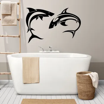 Samolepící dekorace Živá Zeď Samolepka na zeď Žraloci Barva: černá