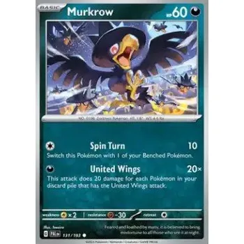 Sběratelská karetní hra Pokémon PAL 131/193 Murkrow - Paldea Evolved Stav: Near Mint, Verze: NORMAL