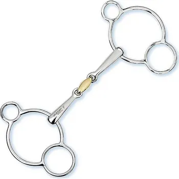 Udidlo pro koně Udidlo sněhulák - 2x lomené Stubben nerezové s mědí 13,5 cm