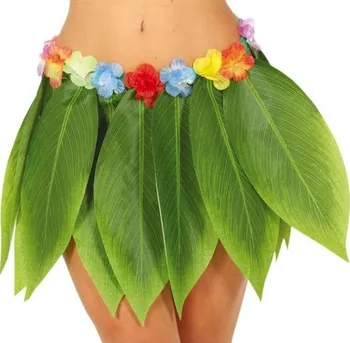 Karnevalový doplněk Fiestas Guirca Sukně havajská tropické listy pro dospělé 38 cm zelená