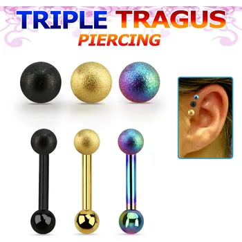 Piercing Piercingate Činka do ucha PNC00144 - Barva/Motiv: Černá, Délka tyčky: 6 mm, Kuličky: 4 mm, Průměr tyčky: 1,2 mm