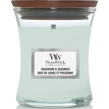 Svíčka WoodWick střední svíčka Sagewood & Seagrass 275 g