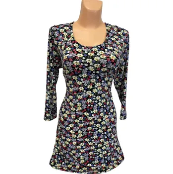 Dámská tunika Halenka drobný vzorek KVĚTINKA, Barva Jako na obrázku, Velikost XXL 48, Materiál 96% Viskoza 4% Lycra