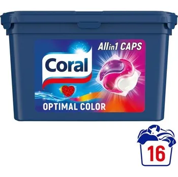 Kapsle na praní Coral Gelové kapsle na praní barevného prádla 3v1, 16 dávek
