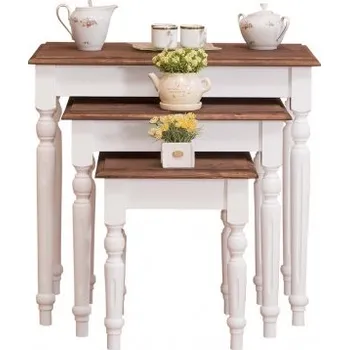 Konferenční stolek Set odkládacích stolků Percy 80 - bílá/hnědá