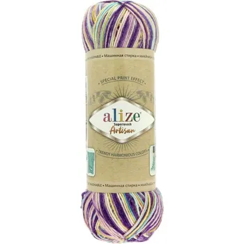 Galanterie Alize Superwash Artisan 9003 fialově žlutá