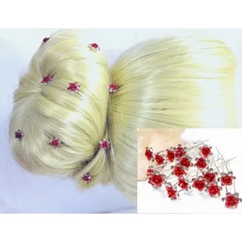 Ozdoba do vlasů Vlásenka Růžička se zirkony červená tmavá (sada 3ks)BV009