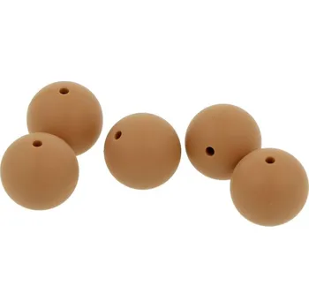Dětské navlékací korálky Natana silikonové korálky světle hnědé 19 mm 5 kusů