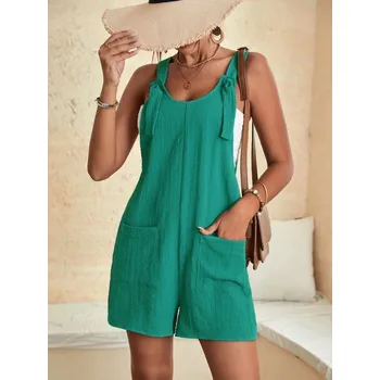 Dámský letní ležérní overal na ramínka s kapsami Barva: zelená, Velikost: 4XL