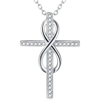 Náhrdelník 4U Stříbrný náhrdelník křížek a nekonečno