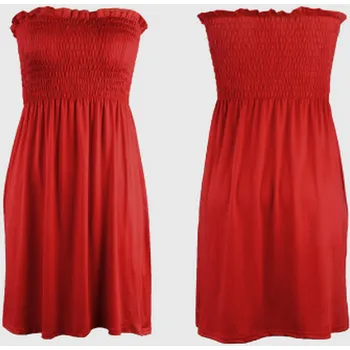 Dámské šaty Dámské letní šaty jednobarevné s odhalenými rameny Barva: Červená, Velikost: S