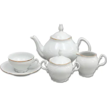 Thun 1794 Bernadotte, čajová souprava, zlatý proužek, bílá, Thun