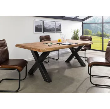 Jídelní stůl Jídelní stůl Palisandr 200x100x77 přírodní mořený / X-nohy antracit lesklý METALL 5