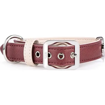 Obojek pro psa Obojek kůže Hermitage M 35-41cm/22mm vínové/krémové MF