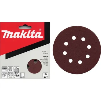 Brusný papír MAKITA P-43561 Brusný papír suchý zip 125mm 8 děr K100, 10ks = old P-00505 free_store_pickup