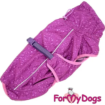 Obleček pro psa FOR MY DOGS Pláštěnka PURPLE DROPS, fialová Velikost: 14/M