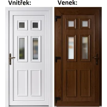 Vchodové dveře Plastové vchodové dveře Soft Becca, Zlatý dub/bílá, 100x210 cm, levé, otevírání VEN