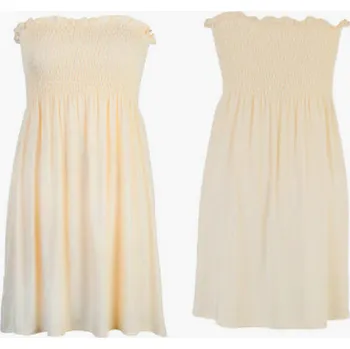 Dámské šaty Dámské letní šaty jednobarevné s odhalenými rameny Barva: Béžová, Velikost: M