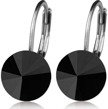 Náušnice Ocelové náušnice s krystaly Swarovski, BLACK JET